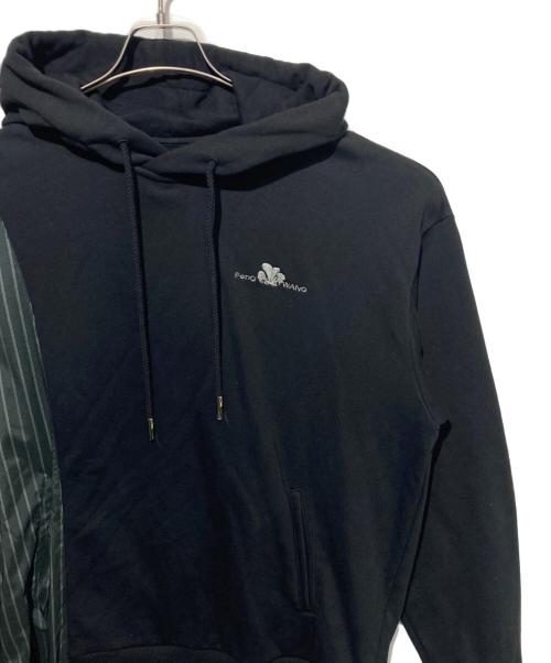 FenG CHen WANG（フェンチェンワン）FENG CHEN WANG (フェンチェンワン) Ripped Patchwork Hoodie ブラック サイズ:Lの古着・服飾アイテム