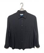 MAISON SPECIALメゾンスペシャル）の古着「Frieren Stripe Prime-Over Regular Collar Shirt」｜ブラック