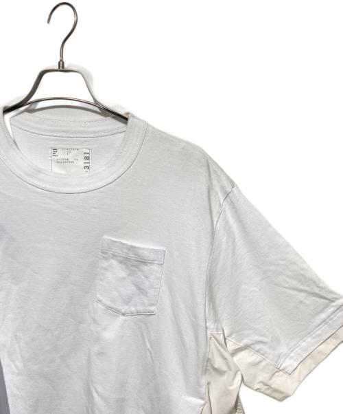 sacai（サカイ）sacai (サカイ) 再構築ナイロンドッキングTシャツ ホワイト サイズ:3の古着・服飾アイテム