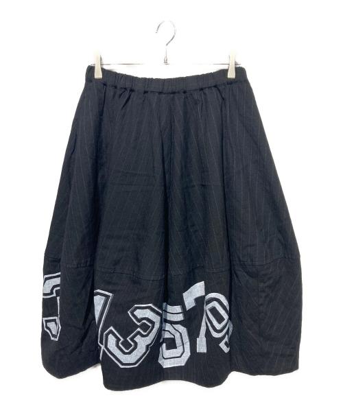 BLACK COMME des GARCONS（ブラックコムデギャルソン）BLACK COMME des GARCONS (ブラックコムデギャルソン) ナンバリングプリントウールスカート ブラック サイズ:Sの古着・服飾アイテム