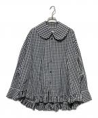 COMME des GARCONS GIRLコムデギャルソンガール）の古着「丸襟チェックシャツ」｜ホワイト×ブラック
