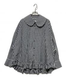 COMME des GARCONS GIRL（コムデギャルソンガール）の古着「丸襟チェックシャツ」｜ホワイト×ブラック