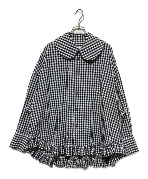 COMME des GARCONS GIRL（コムデギャルソンガール）COMME des GARCONS GIRL (コムデギャルソンガール) 丸襟チェックシャツ ホワイト×ブラック サイズ:Sの古着・服飾アイテム