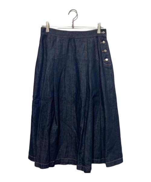 MACKINTOSH PHILOSOPHY（マッキントッシュ フィロソフィー）MACKINTOSH PHILOSOPHY (マッキントッシュ フィロソフィー) コットンリネンデニムタックプリーツスカート インディゴ サイズ:40の古着・服飾アイテム