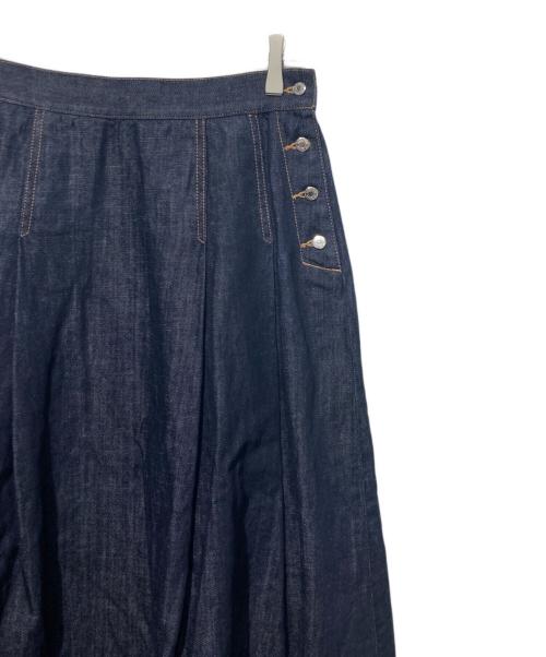 MACKINTOSH PHILOSOPHY（マッキントッシュ フィロソフィー）MACKINTOSH PHILOSOPHY (マッキントッシュ フィロソフィー) コットンリネンデニムタックプリーツスカート インディゴ サイズ:40の古着・服飾アイテム