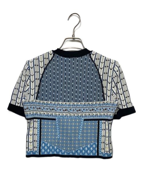 Mame Kurogouchi（マメクロゴウチ）Mame Kurogouchi (マメクロゴウチ) Geometric Pattern Knitted Top ブルー サイズ:2の古着・服飾アイテム