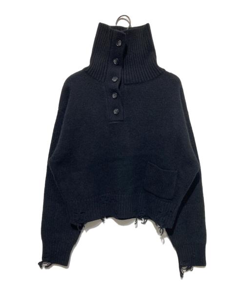 Knuth Marf（クヌースマーフ）knuth marf (クヌースマーフ) ボタン ハイネック ニット ブラック サイズ:Fの古着・服飾アイテム