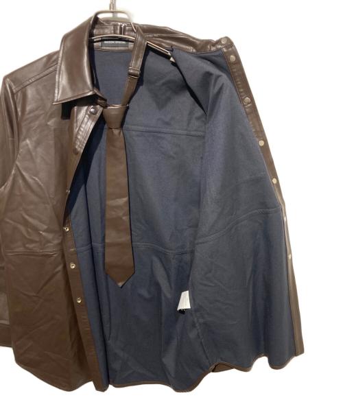 MAISON SPECIAL（メゾンスペシャル）MAISON SPECIAL (メゾンスペシャル) Vegan Leather Tie Shirt ブラウン サイズ:Freeの古着・服飾アイテム