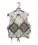 MAISON SPECIALメゾンスペシャル）の古着「Stitch Argyle Knit Vest」｜ホワイト