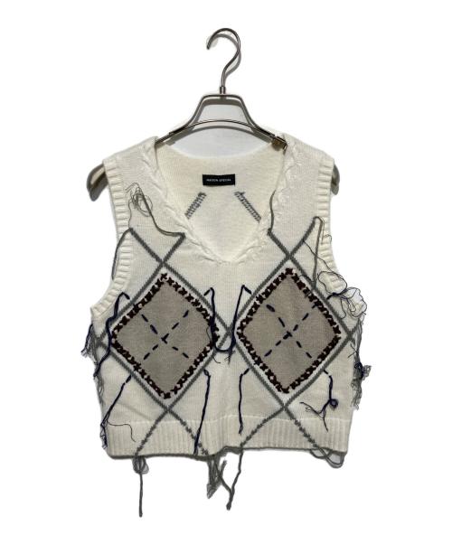 MAISON SPECIAL（メゾンスペシャル）MAISON SPECIAL (メゾンスペシャル) Stitch Argyle Knit Vest ホワイト サイズ:Freeの古着・服飾アイテム