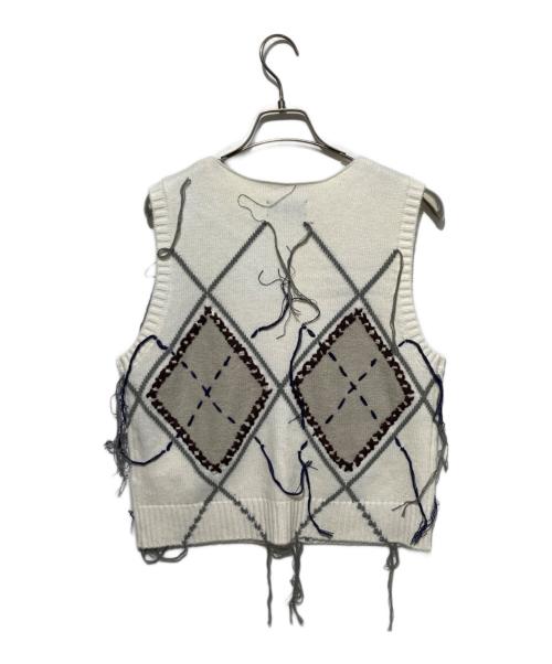 MAISON SPECIAL（メゾンスペシャル）MAISON SPECIAL (メゾンスペシャル) Stitch Argyle Knit Vest ホワイト サイズ:Freeの古着・服飾アイテム