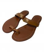 TORY BURCHトリーバーチ）の古着「ロゴ金具レザーサンダル」｜ブラウン