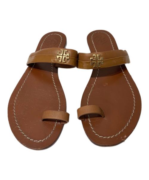 TORY BURCH（トリーバーチ）TORY BURCH (トリーバーチ) ロゴ金具レザーサンダル ブラウン サイズ:6Mの古着・服飾アイテム