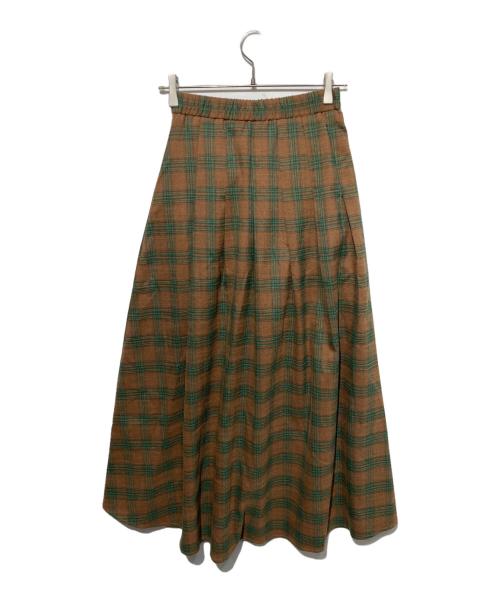 ANDREA&CO（アンドレアアンドコー）ANDREA&CO (アンドレアアンドコー) チェック柄ポケットデザインベスト&チェック柄ロングプリーツスカートセットアップ グリーン×ブラウン サイズ:Freeの古着・服飾アイテム