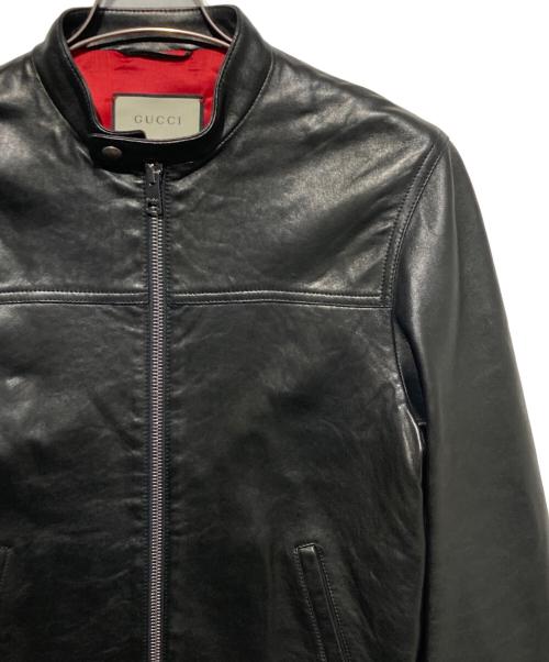 GUCCI（グッチ）GUCCI (グッチ) シングルライダースジャケット ブラック サイズ:46の古着・服飾アイテム
