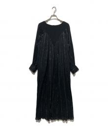 sara mallika（サラマリカ）の古着「Lurex Crape Long Sleeve Dress」｜ブラック