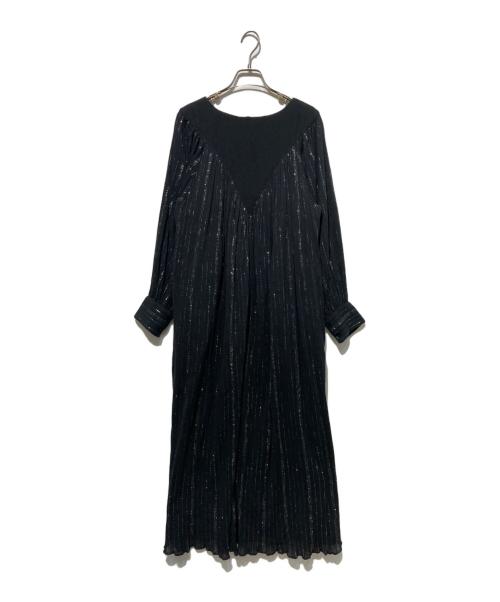 sara mallika（サラマリカ）sara mallika (サラマリカ) Lurex Crape Long Sleeve Dress ブラック サイズ:Mの古着・服飾アイテム
