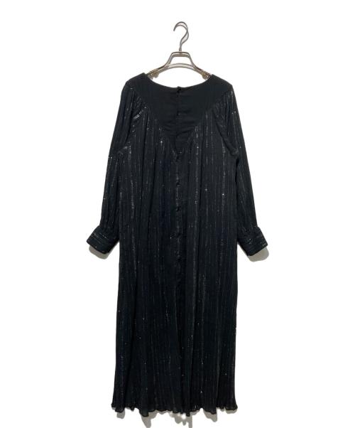 sara mallika（サラマリカ）sara mallika (サラマリカ) Lurex Crape Long Sleeve Dress ブラック サイズ:Mの古着・服飾アイテム