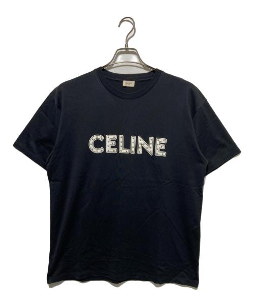 CELINE（セリーヌ）CELINE (セリーヌ) スタッズロゴTシャツ ブラック サイズ:Sの古着・服飾アイテム