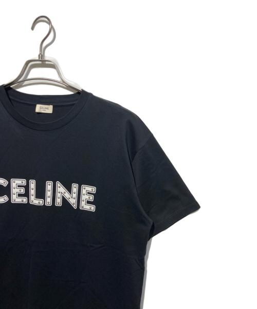 CELINE（セリーヌ）CELINE (セリーヌ) スタッズロゴTシャツ ブラック サイズ:Sの古着・服飾アイテム