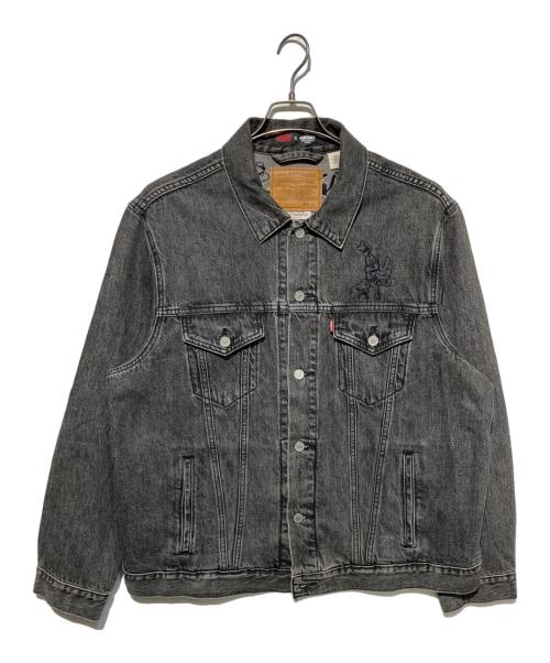 LEVI'S PReMIUM（リーバイス プレミアム）LEVI'S PReMIUM (リーバイス プレミアム) Disney (ディズニー) 刺繍デニムジャケット ブラック サイズ:XLの古着・服飾アイテム