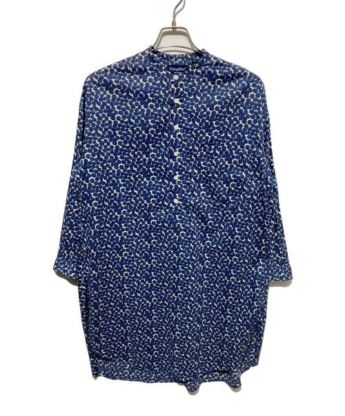 Gymphlex（ジムフレックス）Gymphlex (ジムフレックス) LIBERTY (リバティー) 総柄バンドカラーシャツ ネイビー サイズ:12の古着・服飾アイテム