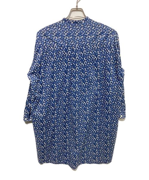 Gymphlex（ジムフレックス）Gymphlex (ジムフレックス) LIBERTY (リバティー) 総柄バンドカラーシャツ ネイビー サイズ:12の古着・服飾アイテム