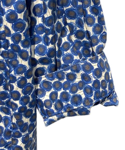 Gymphlex（ジムフレックス）Gymphlex (ジムフレックス) LIBERTY (リバティー) 総柄バンドカラーシャツ ネイビー サイズ:12の古着・服飾アイテム