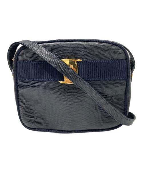 Salvatore Ferragamo（サルヴァトーレ フェラガモ）Salvatore Ferragamo (サルヴァトーレ フェラガモ) ヴァラリボン ショルダーバッグ ネイビーの古着・服飾アイテム