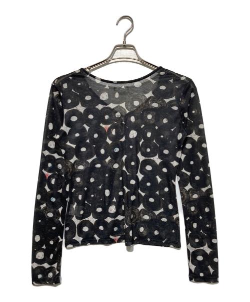 HERALBONY（ヘラルボニー）HERALBONY (ヘラルボニー) シアーリブカーデ「（無題）（丸）」 グレー×ブラック サイズ:Freeの古着・服飾アイテム