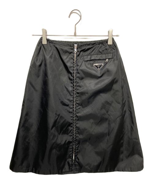 PRADA（プラダ）PRADA (プラダ) ロゴプレートナイロンスカート ブラック サイズ:36の古着・服飾アイテム