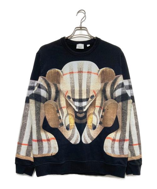 BURBERRY（バーバリー）BURBERRY (バーバリー) トーマスベア プリント クルーネック スウェット ブラック サイズ:Lの古着・服飾アイテム