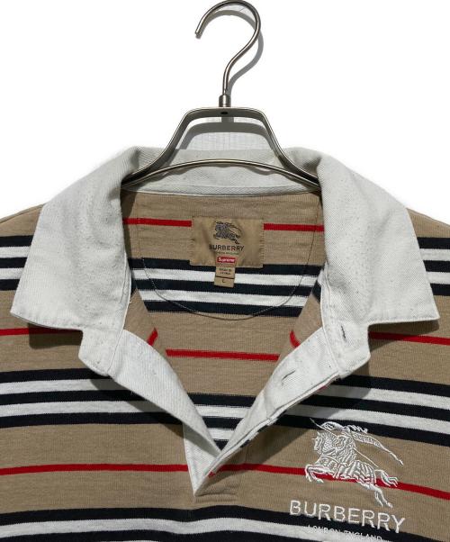 BURBERRY（バーバリー）BURBERRY (バーバリー) SUPREME (シュプリーム) ラガーシャツ ホワイト×ブラウン サイズ:Lの古着・服飾アイテム