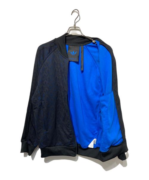 adidas（アディダス）adidas (アディダス) トラックジャケット ブラック×ブルー サイズ:2XLの古着・服飾アイテム