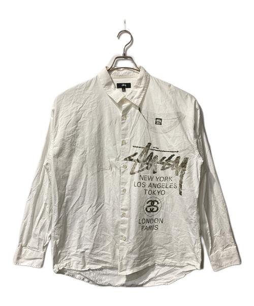 stussy（ステューシー）stussy (ステューシー) WORLD TOUR SHIRT ホワイト サイズ:Lの古着・服飾アイテム