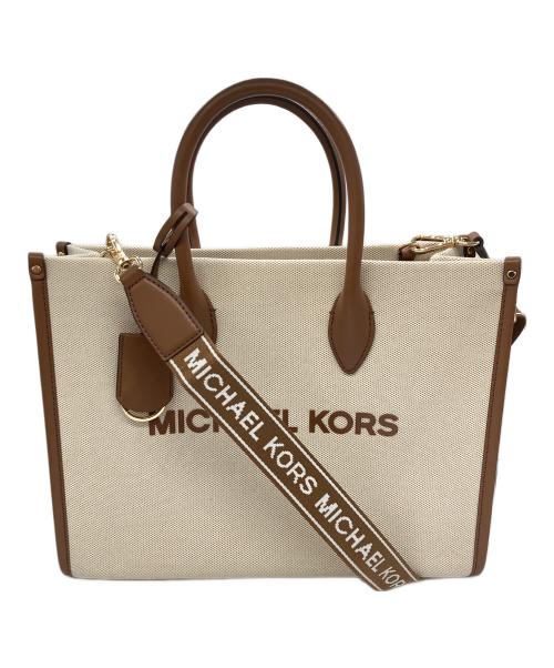 MICHAEL KORS（マイケルコース）MICHAEL KORS (マイケルコース) 2WAYトートバッグ ベージュの古着・服飾アイテム