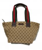 GUCCIグッチ）の古着「舟形キャンバスハンドバッグ」｜ベージュ