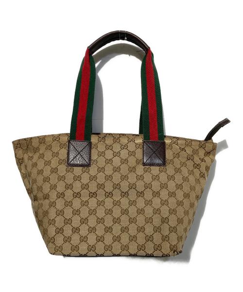 GUCCI（グッチ）GUCCI (グッチ) 舟形キャンバスハンドバッグ ベージュの古着・服飾アイテム