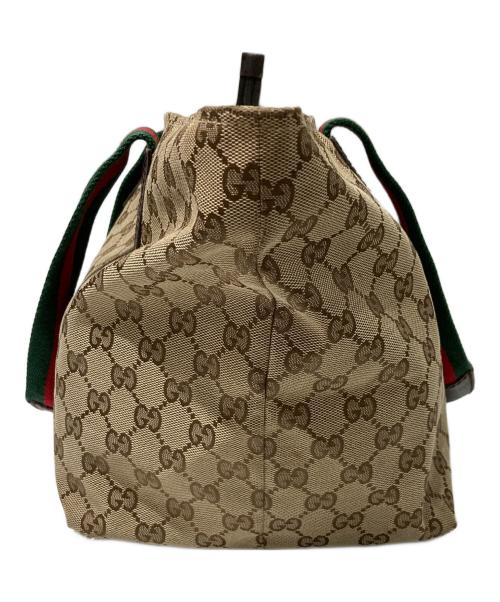 GUCCI（グッチ）GUCCI (グッチ) 舟形キャンバスハンドバッグ ベージュの古着・服飾アイテム