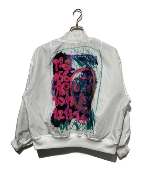 HERALBONY（ヘラルボニー）HERALBONY (ヘラルボニー) リバーシブルブルゾン「タイトル不明」 ホワイト×オリーブ サイズ:Mの古着・服飾アイテム