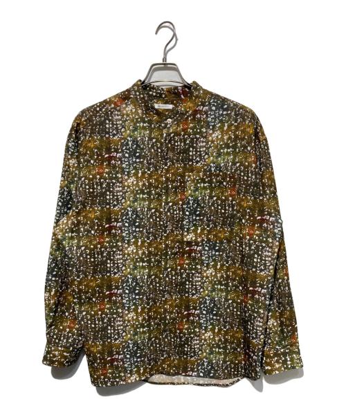 HERALBONY（ヘラルボニー）HERALBONY (ヘラルボニー) バンドカラーシャツ「秋」 オリーブ×イエロー サイズ:Lの古着・服飾アイテム