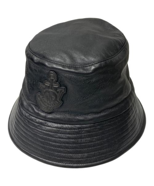MONCLER GENIUS（モンクレール ジーニアス）MONCLER GENIUS (モンクレール ジーニアス) J.W.ANDERSON (ジェイダブリューアンダーソン) レザーバケットハット ブラックの古着・服飾アイテム