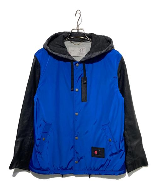 Champion（チャンピオン）Champion (チャンピオン) COACH (コーチ) レザー切替コーチジャケット ブルー サイズ:46の古着・服飾アイテム