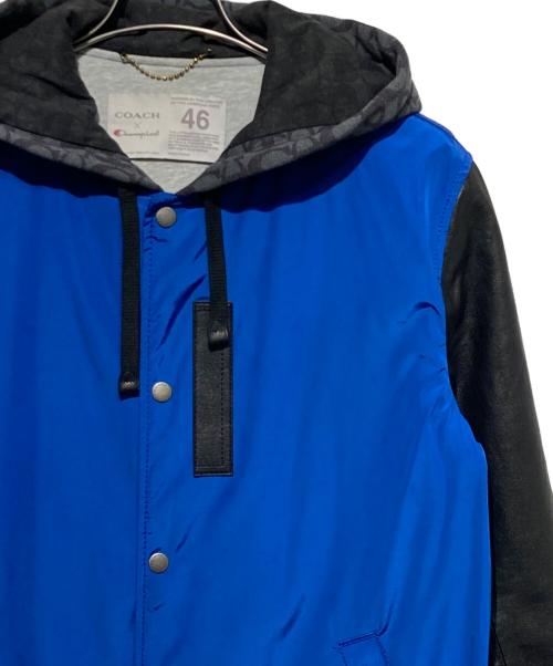 Champion（チャンピオン）Champion (チャンピオン) COACH (コーチ) レザー切替コーチジャケット ブルー サイズ:46の古着・服飾アイテム