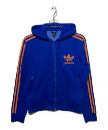 adidas（アディダス）の古着「フーデッドトラックジャケット」｜ブルー
