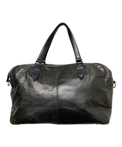 Yohji Yamamoto pour homme（ヨウジヤマモト プールオム）Yohji Yamamoto pour homme (ヨウジヤマモト プールオム) レザーボストンバッグ ブラックの古着・服飾アイテム