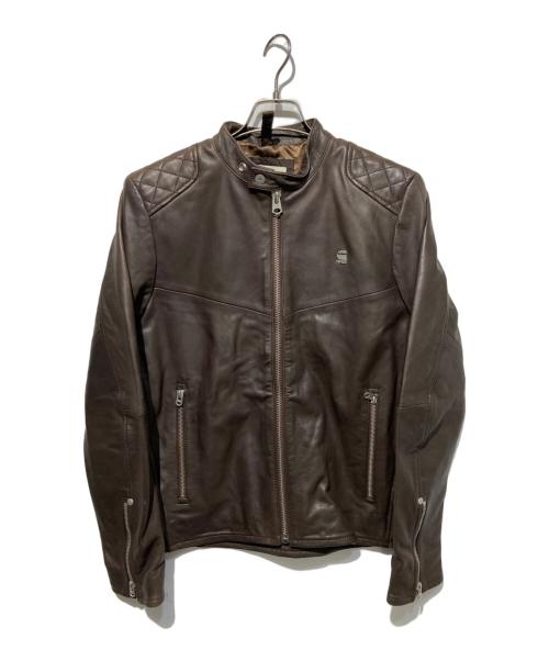 G-STAR RAW（ジースターロゥ）G-STAR RAW (ジースターロゥ) EDLAレザージャケット ブラウン サイズ:Mの古着・服飾アイテム
