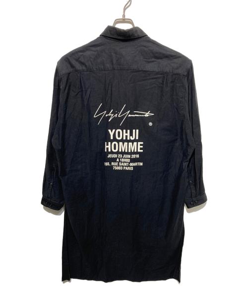 Yohji Yamamoto pour homme（ヨウジヤマモト プールオム）Yohji Yamamoto pour homme (ヨウジヤマモト プールオム) パリコレクションスタッフロングシャツ ブラック サイズ:Lの古着・服飾アイテム