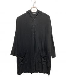 yohji yamamoto+noir（ヨウジヤマモトプリュスノアール）の古着「フーデッドロングカットソー」｜ブラック