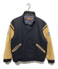GAME SPORTSWEAR（ゲームスポーツウェア）の古着「袖レザースタジャン」｜ブラック